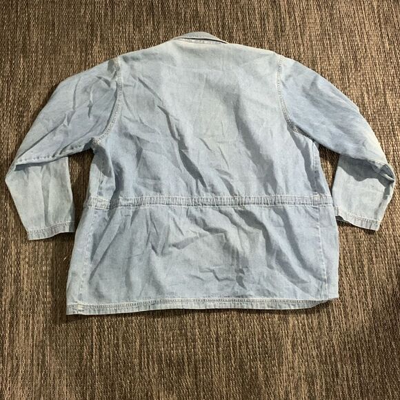 Denim & Co button up cinch waist vintage denim jacket - Picture 2 of 7